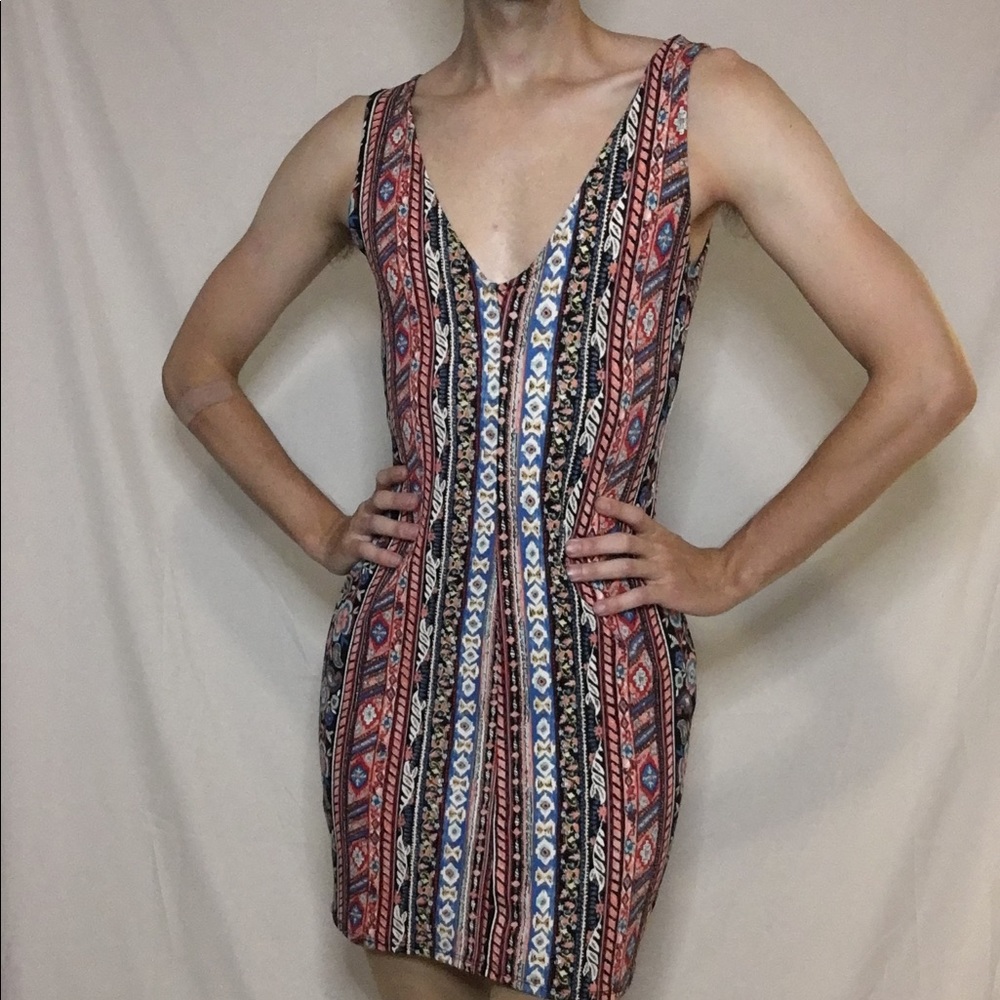 Multi pattern mini dress